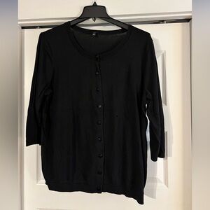 EUC 2X Talbots Black 3/4 Sleeve Cardigan Sweater